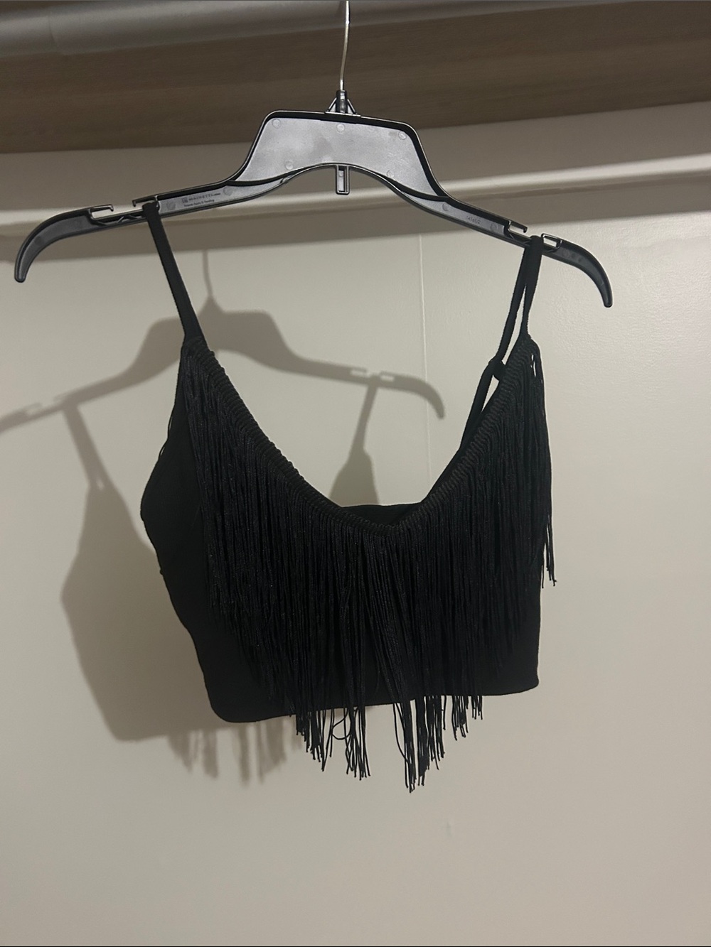 SHEIN Black Fringe Crop Cami Top